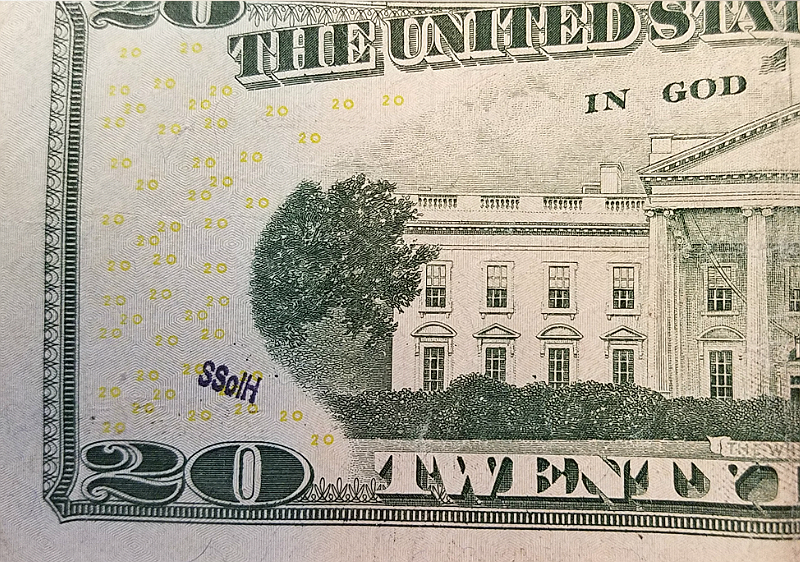 SSoIH stamped on a $20 note